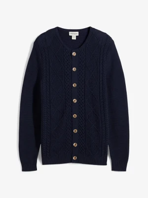 Sweter rozpinany w ludowym stylu, z miękkiej mieszanki bawełny BonPrix niebieski