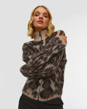 Sweter Rozpinany W Panterkę Damski Sportalm