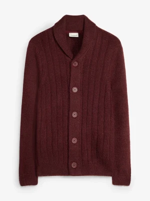 Sweter rozpinany w prążkowany wzór BonPrix czerwony