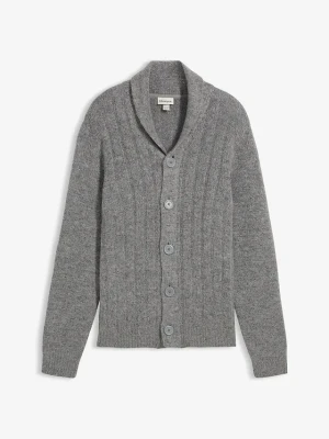 Sweter rozpinany w prążkowany wzór BonPrix szary