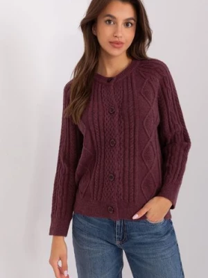 Sweter rozpinany w warkocze ciemny fioletowy