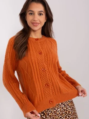 Sweter rozpinany w warkocze ciemny pomarańczowy