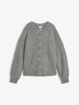 Sweter rozpinany z guzikami w kształcie serca BonPrix szary
