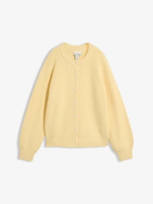 Sweter rozpinany z guzikami w kształcie serca BonPrix żółty