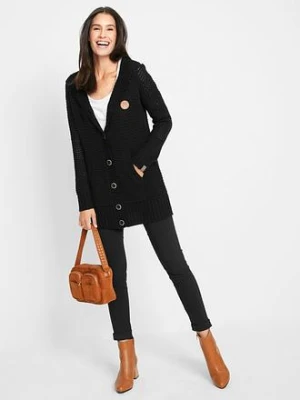 Sweter rozpinany z kapturem bonprix