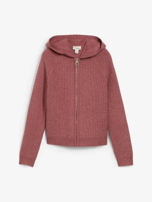 Sweter rozpinany z kapturem BonPrix fioletowy
