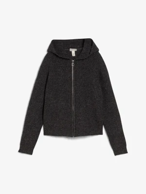 Sweter rozpinany z kapturem BonPrix szary