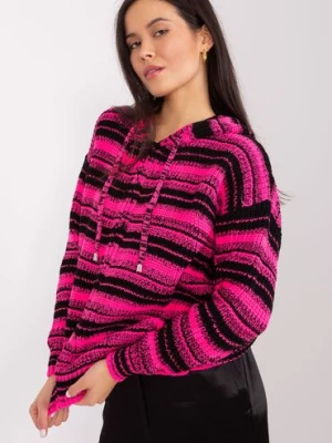 Sweter rozpinany z suwakiem czarno-różowy BADU