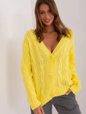 Sweter rozpinany z wełną żółty