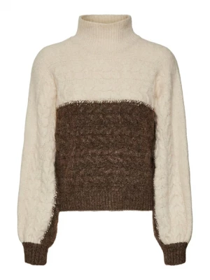 Vero Moda Sweter "Saga" w kolorze ciemnobrązowym rozmiar: XL