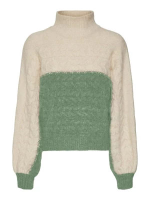 Vero Moda Sweter "Saga" w kolorze kremowo-zielonym rozmiar: XS