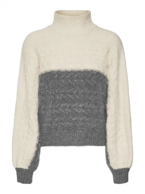 Vero Moda Sweter "Saga" w kolorze szaro-kremowym rozmiar: XS