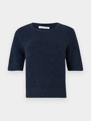 T-shirt basic Samsøe Samsøe granatowy