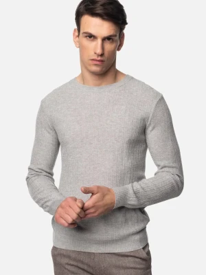 SWETER SATRAL Z OKRĄGŁYM DEKOLTEM SZARY Z WISKOZY Recman