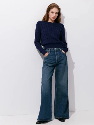 Sweter ścieg pleciony ciemnogranatowy - Kobieta - - MANGO