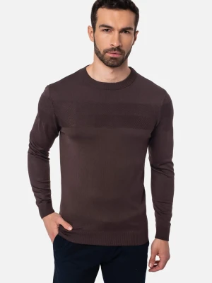 SWETER SERVAN Z OKRĄGŁYM DEKOLTEM BRĄZ Recman
