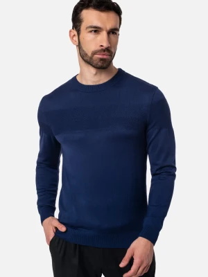 SWETER SERVAN Z OKRĄGŁYM DEKOLTEM NIEBIESKI Recman