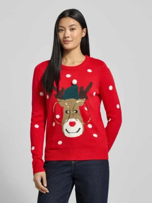 Sweter świąteczny o kroju regular fit z cekinowym motywem model ‘TINSEL’ Vero Moda