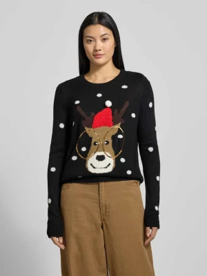 Sweter świąteczny o kroju regular fit z cekinowym motywem model ‘TINSEL’ Vero Moda