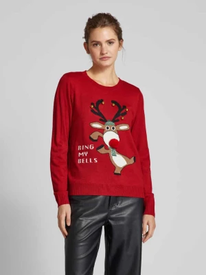 Sweter świąteczny o kroju regular fit z miękkim pomponem model ‘XMAS’ Only