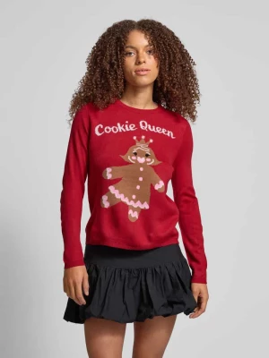 Sweter świąteczny o kroju regular fit z motywem pierniczków model ‘XMAS GINGERBREAD’ Only