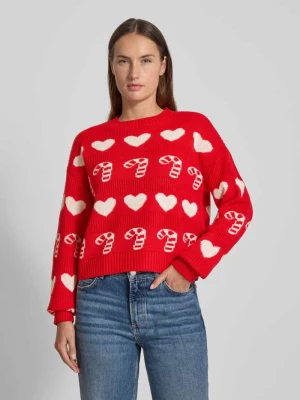 Sweter świąteczny o kroju regular fit z okrągłym dekoltem model ‘CANDYHEARTS’ Vero Moda