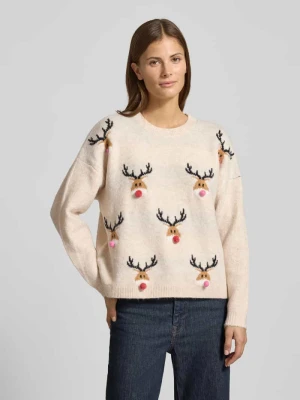 Sweter świąteczny w imitacji dzianiny model „MARCIPEL” Vila