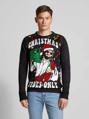 Sweter świąteczny z wyhaftowanym motywem lindbergh