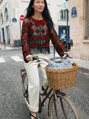 Sweter szydełkowy w serca Desigual