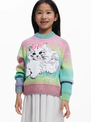 Sweter tęczowy kot Desigual