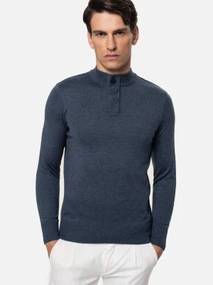 SWETER TIMO TROYER/TYPU TROYER NIEBIESKI Z BAWEŁNĄ Recman