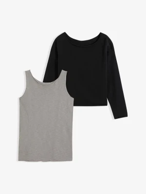 Sweter + top z czystej bawełny (kompl. 2-cz.) BonPrix czarny
