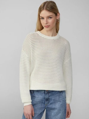 Sweter unisex z wzorem ajour QS kremowy