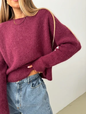 SWETER VELVET BURGUNDY WŁOCHY