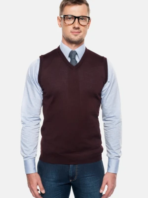 SWETER VENETO Z DEKOLTEM TYPU SEREK BORDO Recman