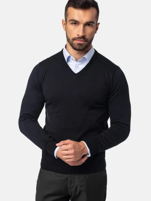 SWETER VERGER Z DEKOLTEM TYPU SEREK CZERŃ Recman