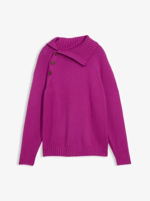 Sweter w asymetrycznym fasonie BonPrix fioletowy