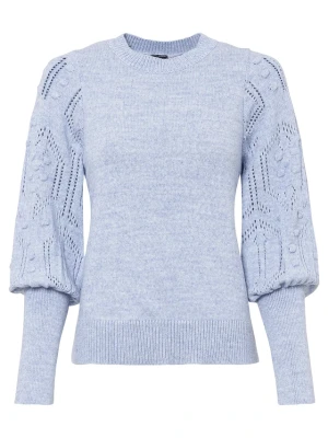 Sweter w ażurowy wzór BonPrix niebieski