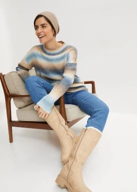 Sweter w cieniowanym kolorze, z domieszką wełny bonprix