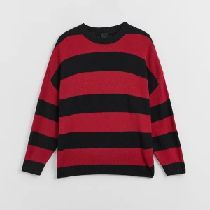 Sweter w czarno-czerwone paski House