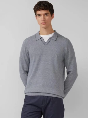 Sweter w drobne paski z kołnierzykiem polo i kontrastowymi mankietami s.Oliver