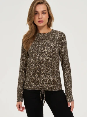 Sweter w drobny wzór beżowy Moodo