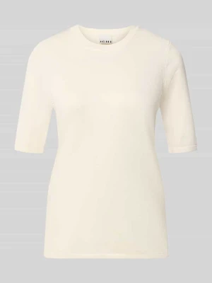 Sweter w dzianinowym looku, krój regular fit Model „LULS“ Ichi Złamany biały