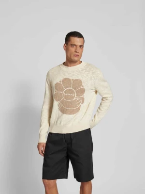 Sweter w dzianinowym wyglądzie ISNURH Piaskowy