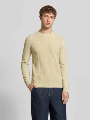 Sweter w dzianinowym wyglądzie o kroju slim fit model 'Baron' Blend Trzcinowy