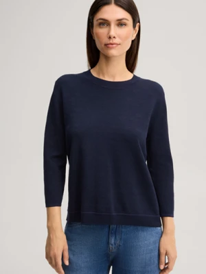 Sweter w granatowy wzór z motywem chabru JOOP! niebieski