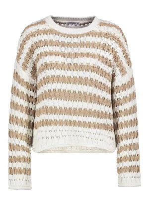Fresh Made Sweter w kolorze beżowo-białym rozmiar: L