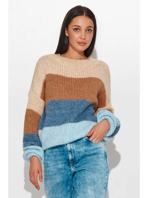 numinou Sweter w kolorze niebiesko-brązowo-beżowym ze wzorem rozmiar: onesize