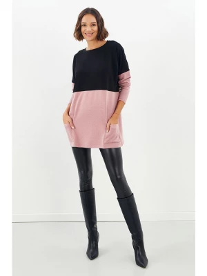 Milan Kiss Sweter "Kihanne" w kolorze czarno-jasnoróżowym rozmiar: M