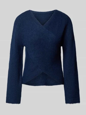 Sweter w kopertowym stylu model 'ONLMAGGIE' Only Granatowy melanż